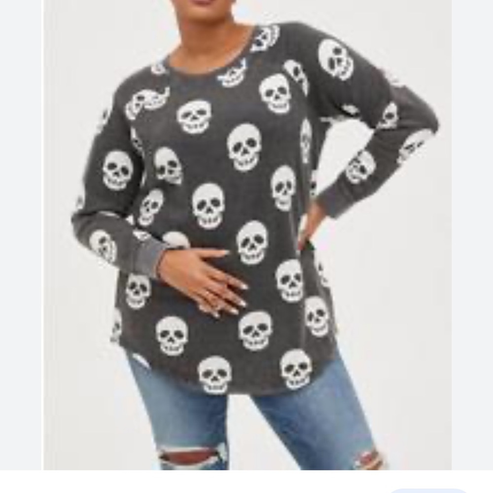 Torrid Classic Fit Cozy Fleece Crew Neck Raglan Tunic Sweatshirt size 3